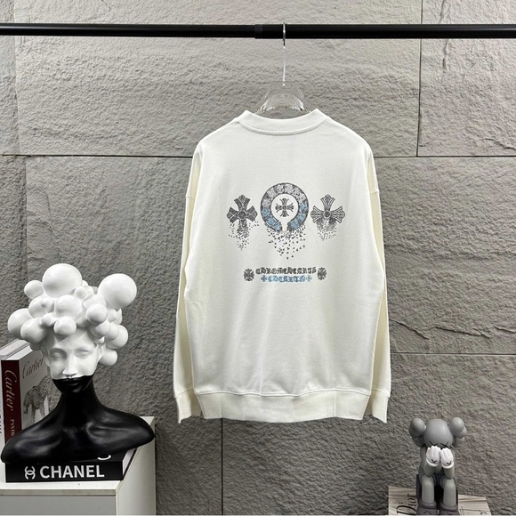 Chrome Hearts White Long Sleeve Tee with Graphic Design